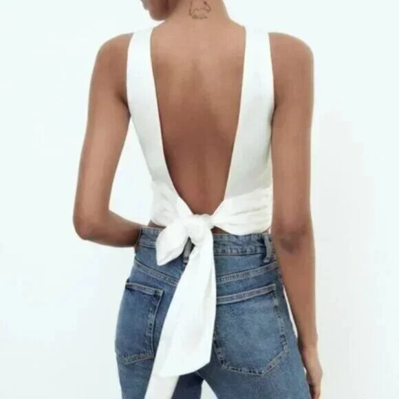 ZARA OPEN BACK SATIN EFFECT TOP - Picture 1 of 6